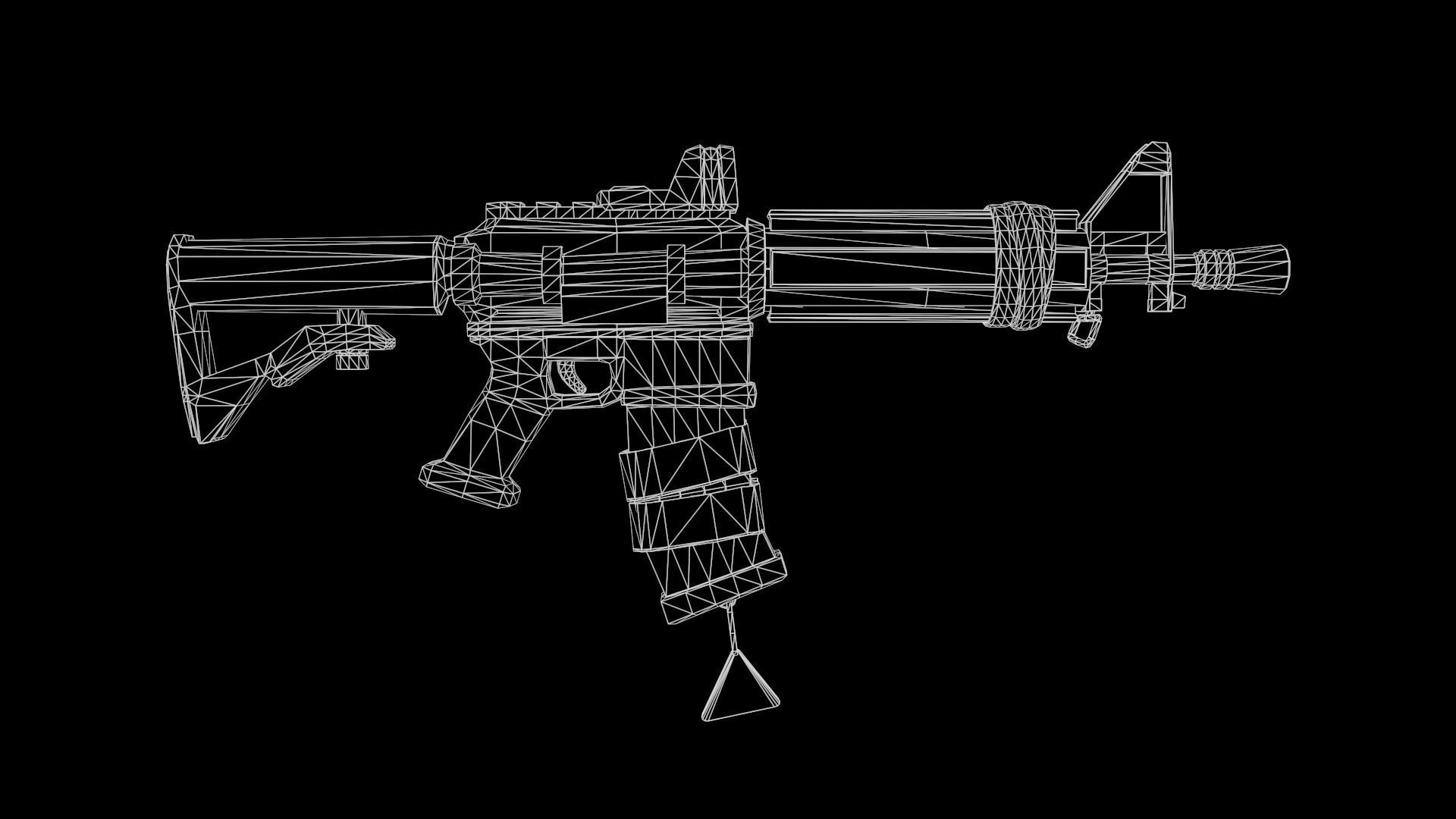 Stylized M4 carbine Weapon Low-poly 3D model_27