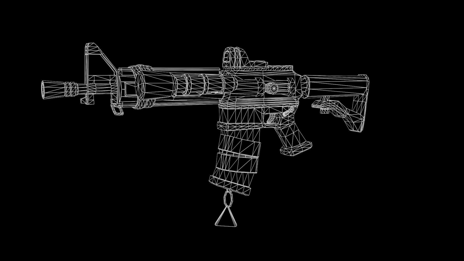 Stylized M4 carbine Weapon Low-poly 3D model_28
