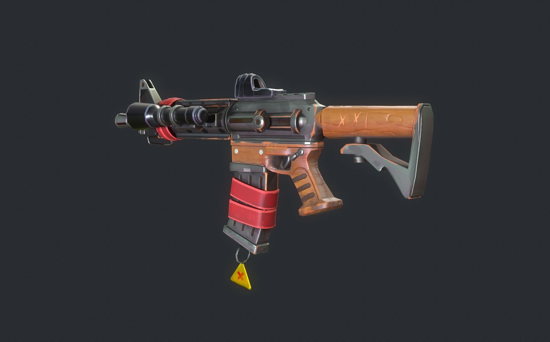 Stylized M4 carbine Weapon Low-poly 3D model_6