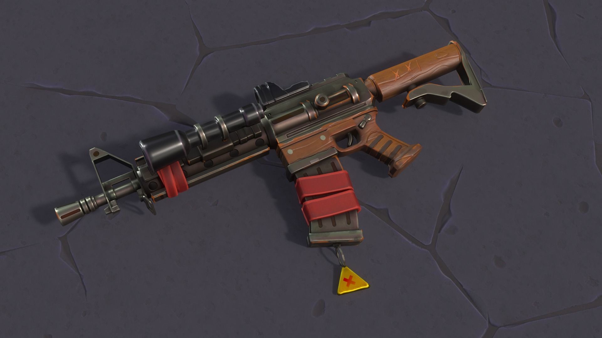 Stylized M4 carbine Weapon Low-poly 3D model_15