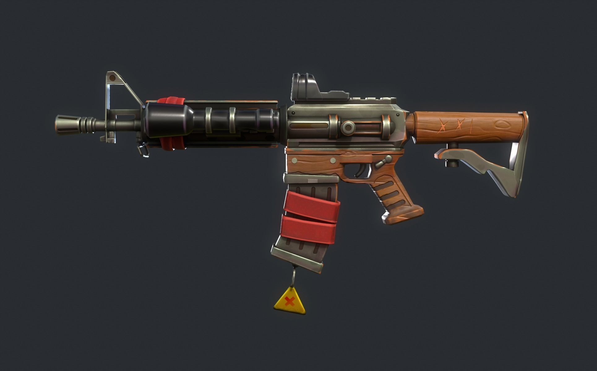 Stylized M4 carbine Weapon Low-poly 3D model_7