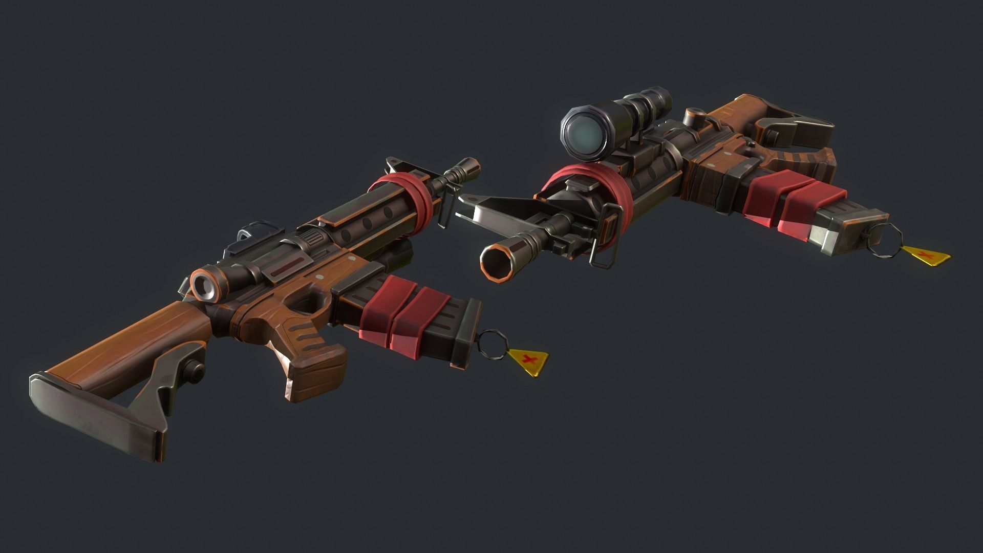 Stylized M4 carbine Weapon Low-poly 3D model_19