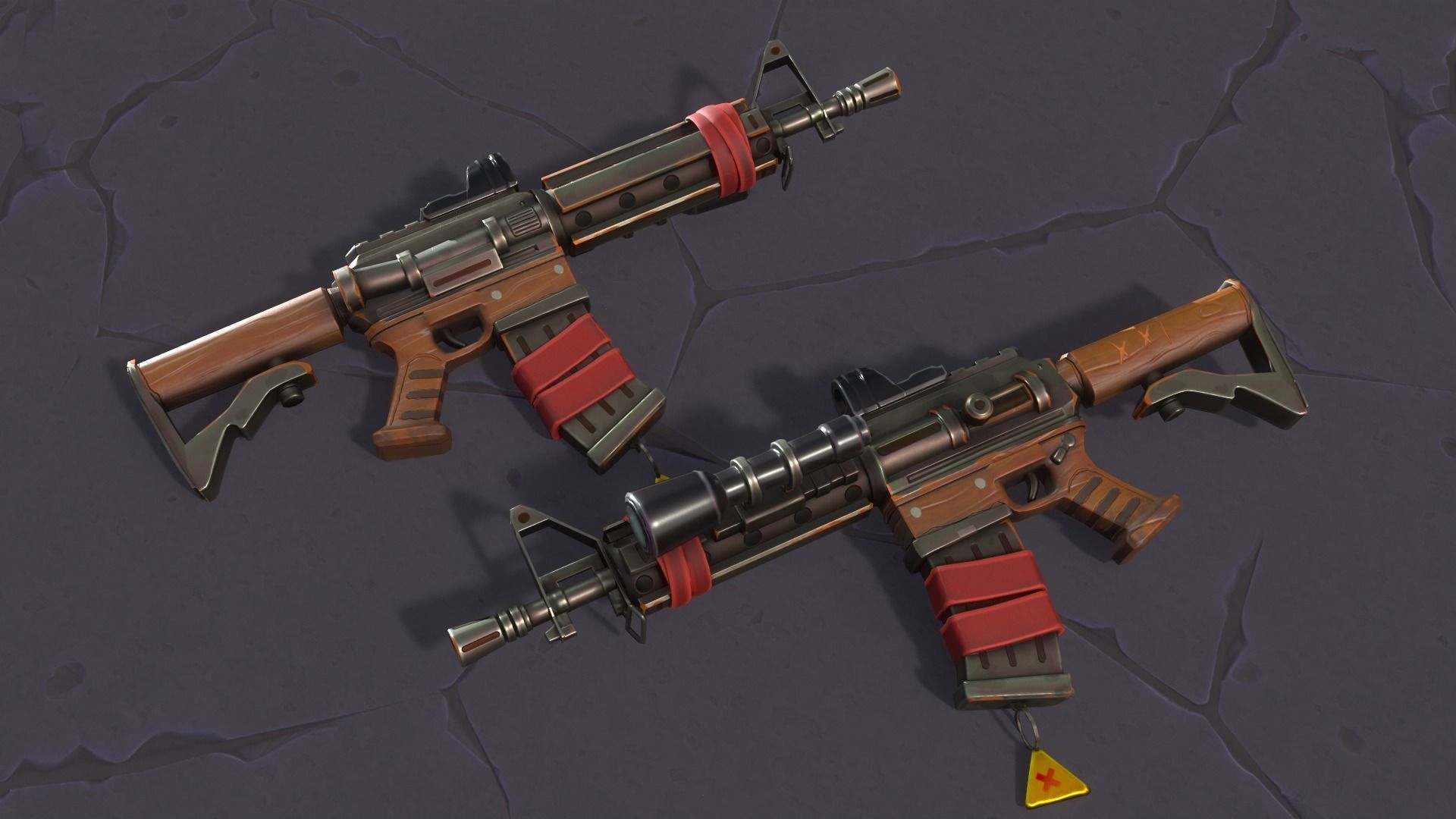 Stylized M4 carbine Weapon Low-poly 3D model_16