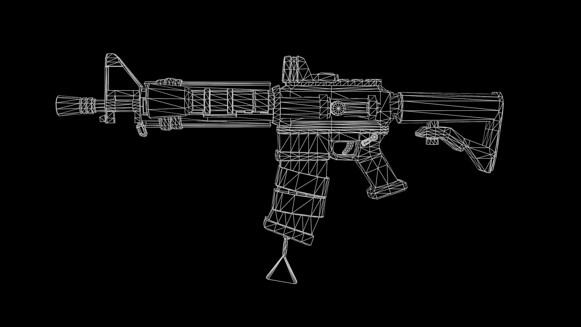 Stylized M4 carbine Weapon Low-poly 3D model_29