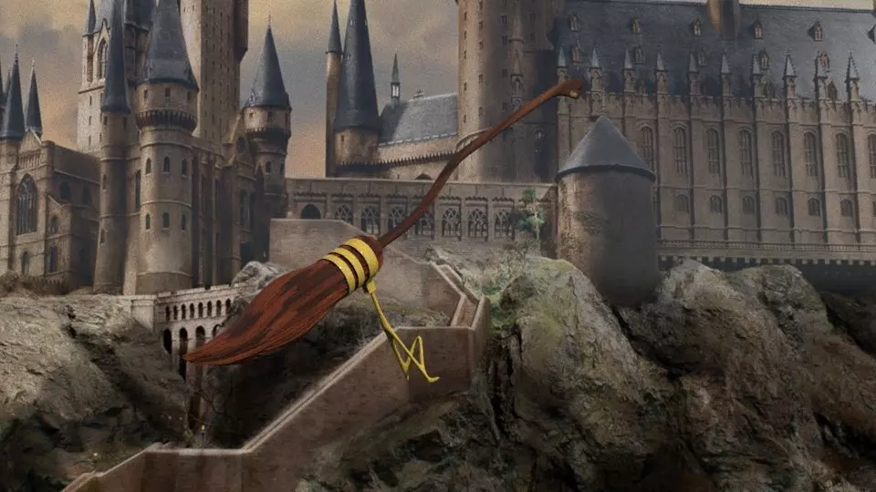 nimbus-2000 wooden broom flying in sky 3D model