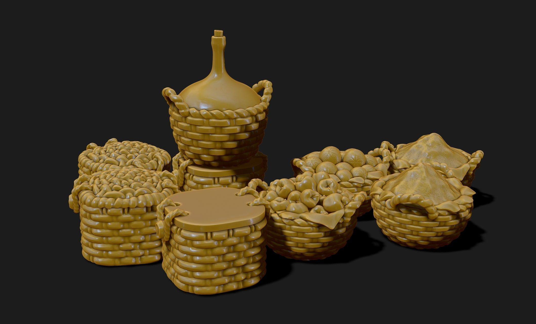 Baskets - Wargames - Boardgames - Dioramas - Railway - 28-32mm 3D print model_9