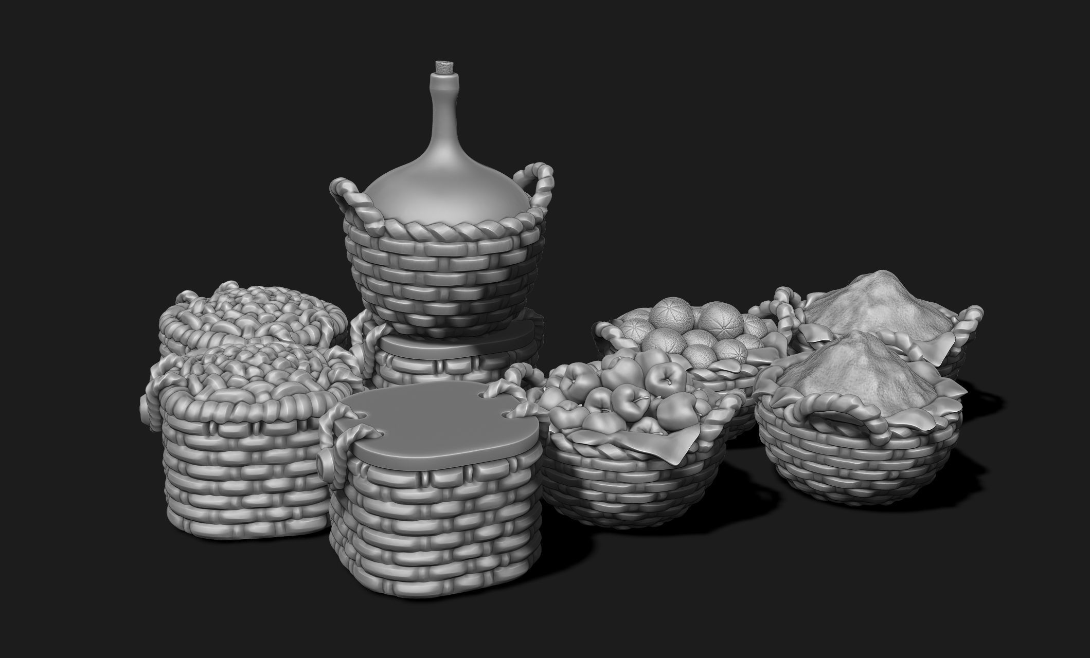 Baskets - Wargames - Boardgames - Dioramas - Railway - 28-32mm 3D print model_4