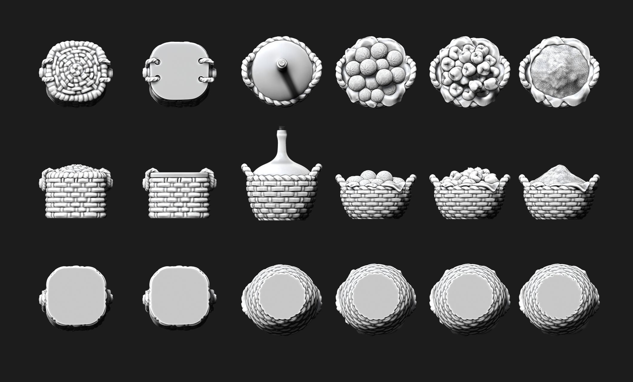 Baskets - Wargames - Boardgames - Dioramas - Railway - 28-32mm 3D print model_14