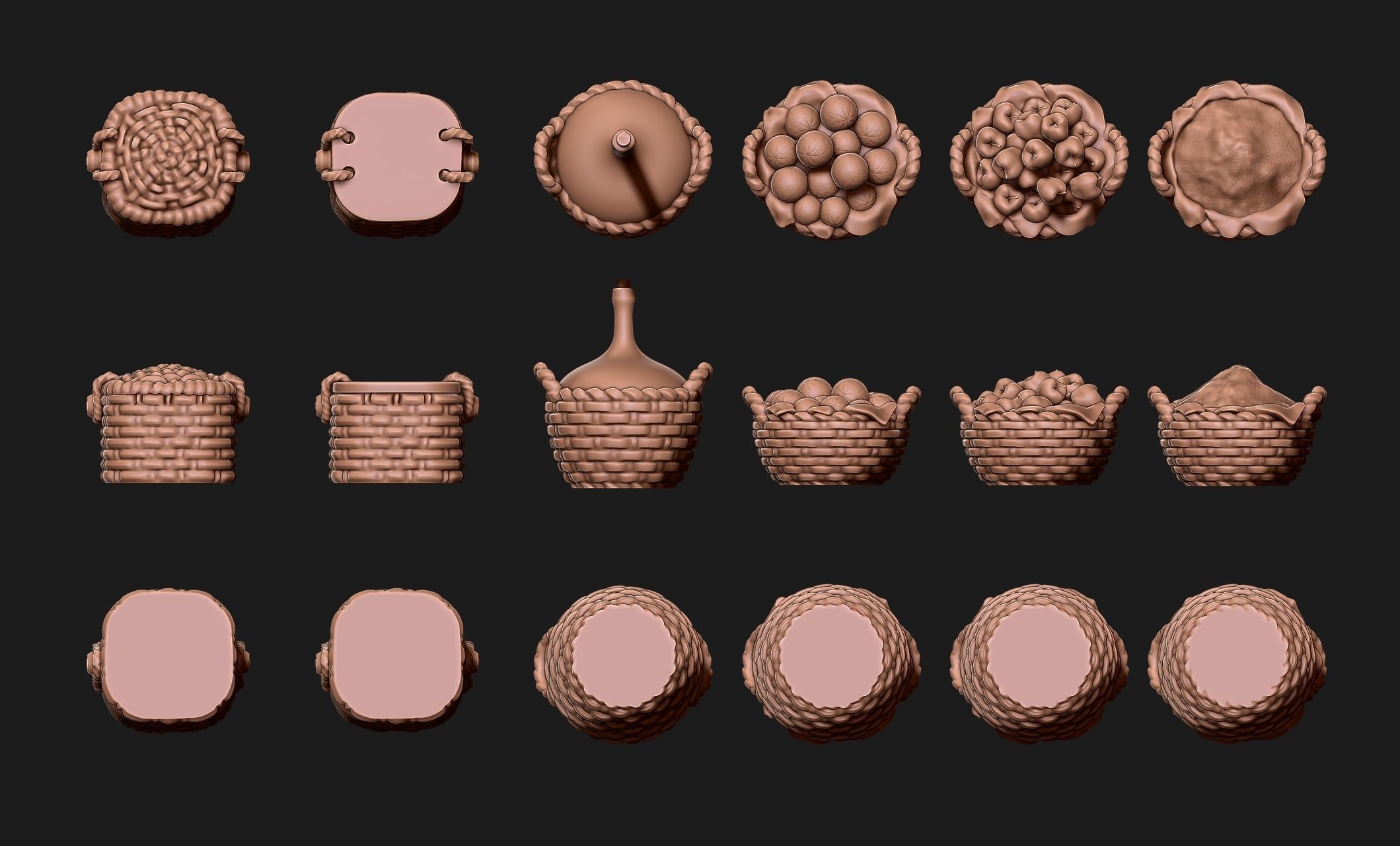 Baskets - Wargames - Boardgames - Dioramas - Railway - 28-32mm 3D print model_11