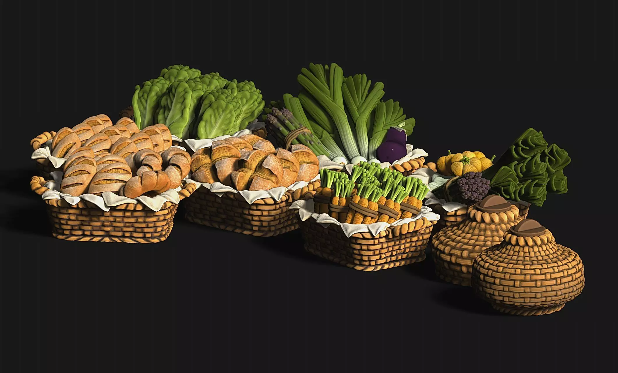 Baskets - Wargames - Boardgames - Dioramas - Railway - 28-32mm 3D print model_0