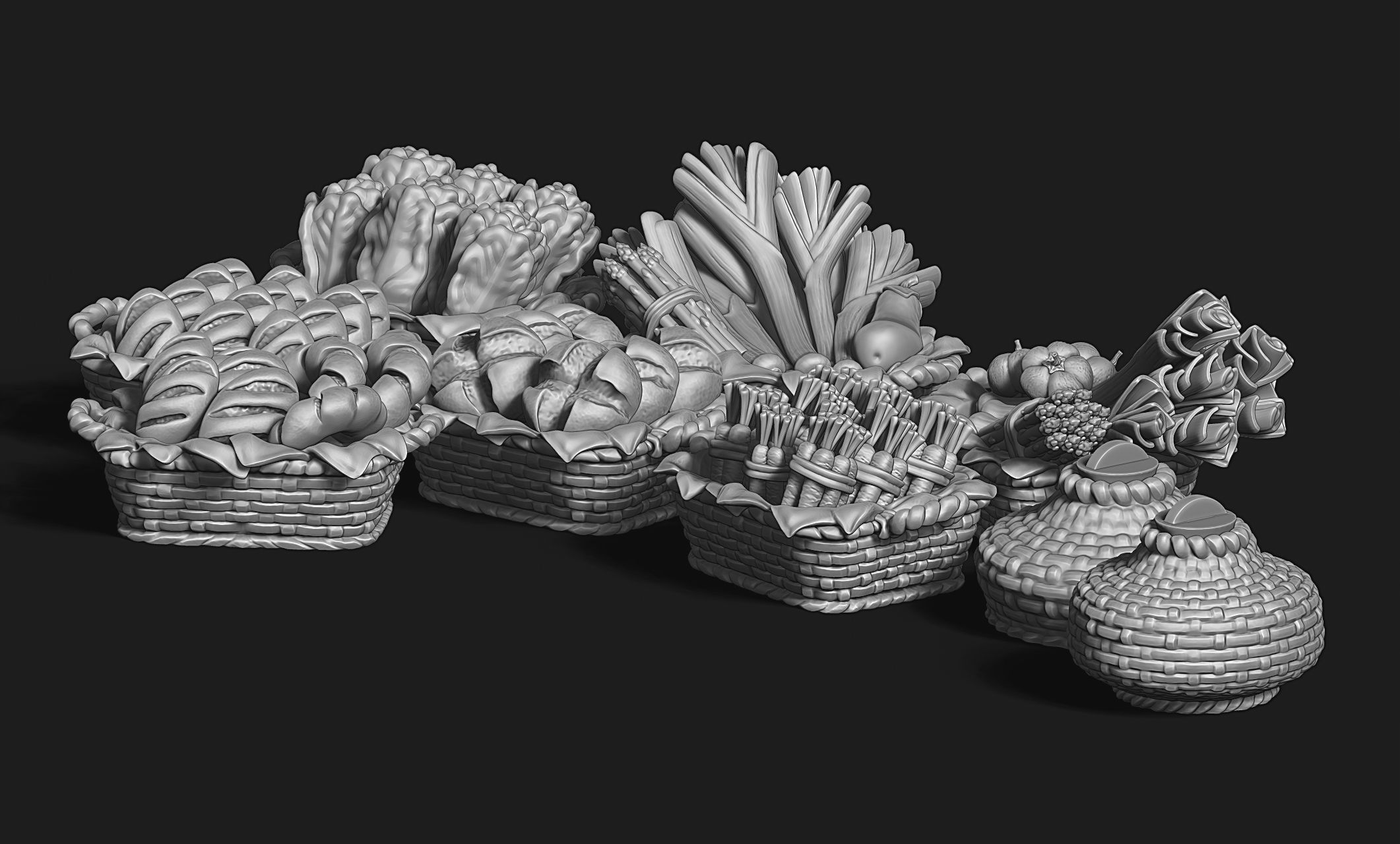 Baskets - Wargames - Boardgames - Dioramas - Railway - 28-32mm 3D print model_5