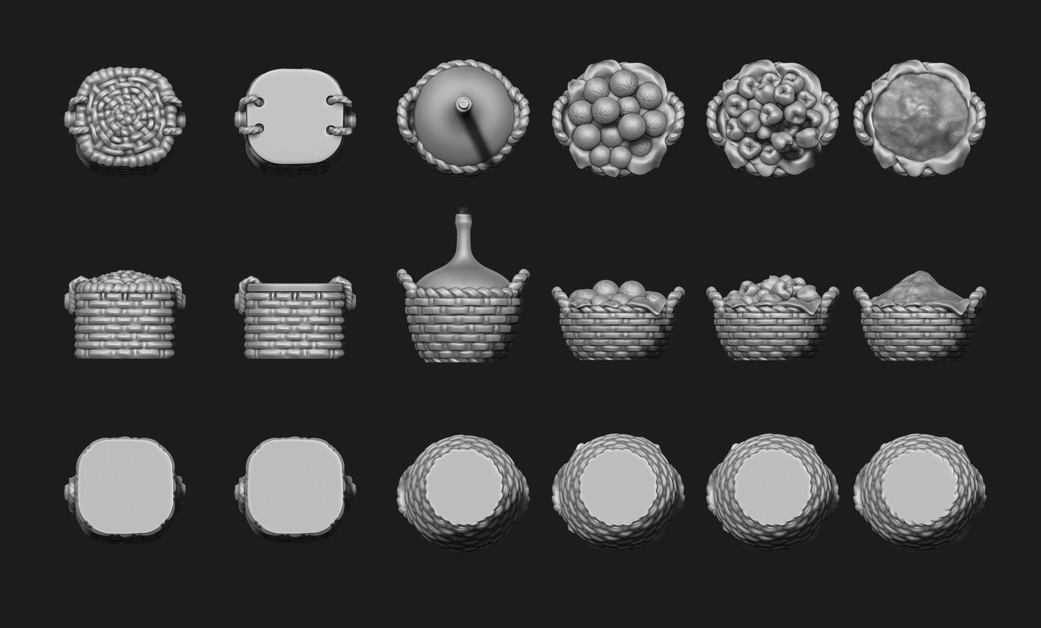 Baskets - Wargames - Boardgames - Dioramas - Railway - 28-32mm 3D print model_13