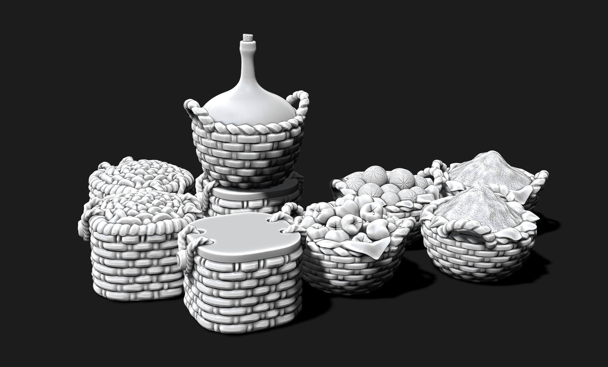 Baskets - Wargames - Boardgames - Dioramas - Railway - 28-32mm 3D print model_6