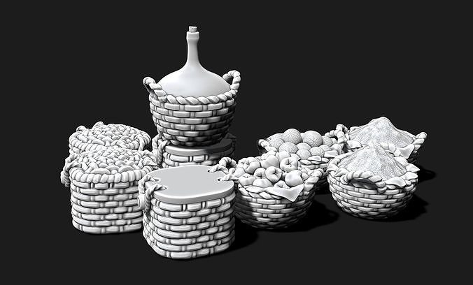 Baskets - Wargames - Boardgames - Dioramas - Railway - 28-32mm 3D print model 7