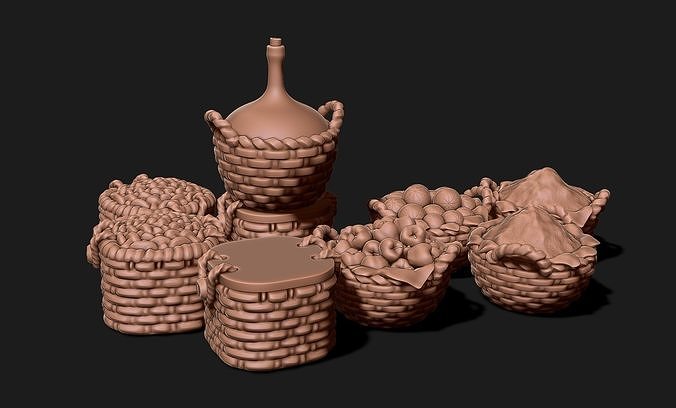Baskets - Wargames - Boardgames - Dioramas - Railway - 28-32mm 3D print model 3