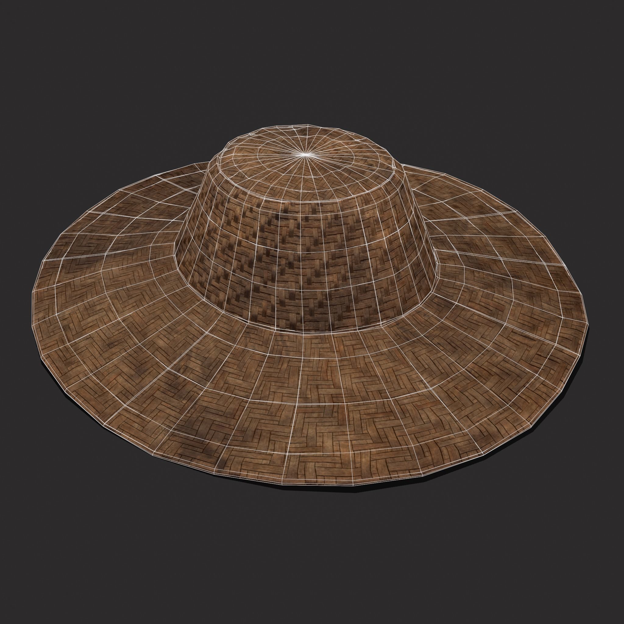 Farmers Hat Low-poly 3D model_4