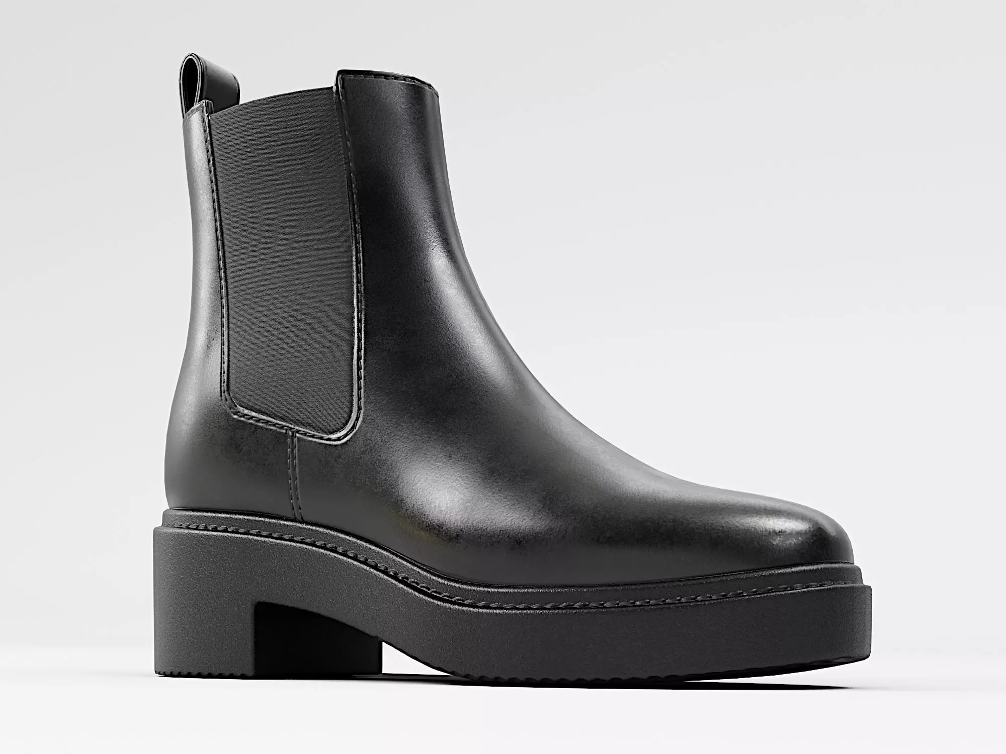 Boot Chelsea Leather Black PBR 4K Shoes Low-poly 3D model