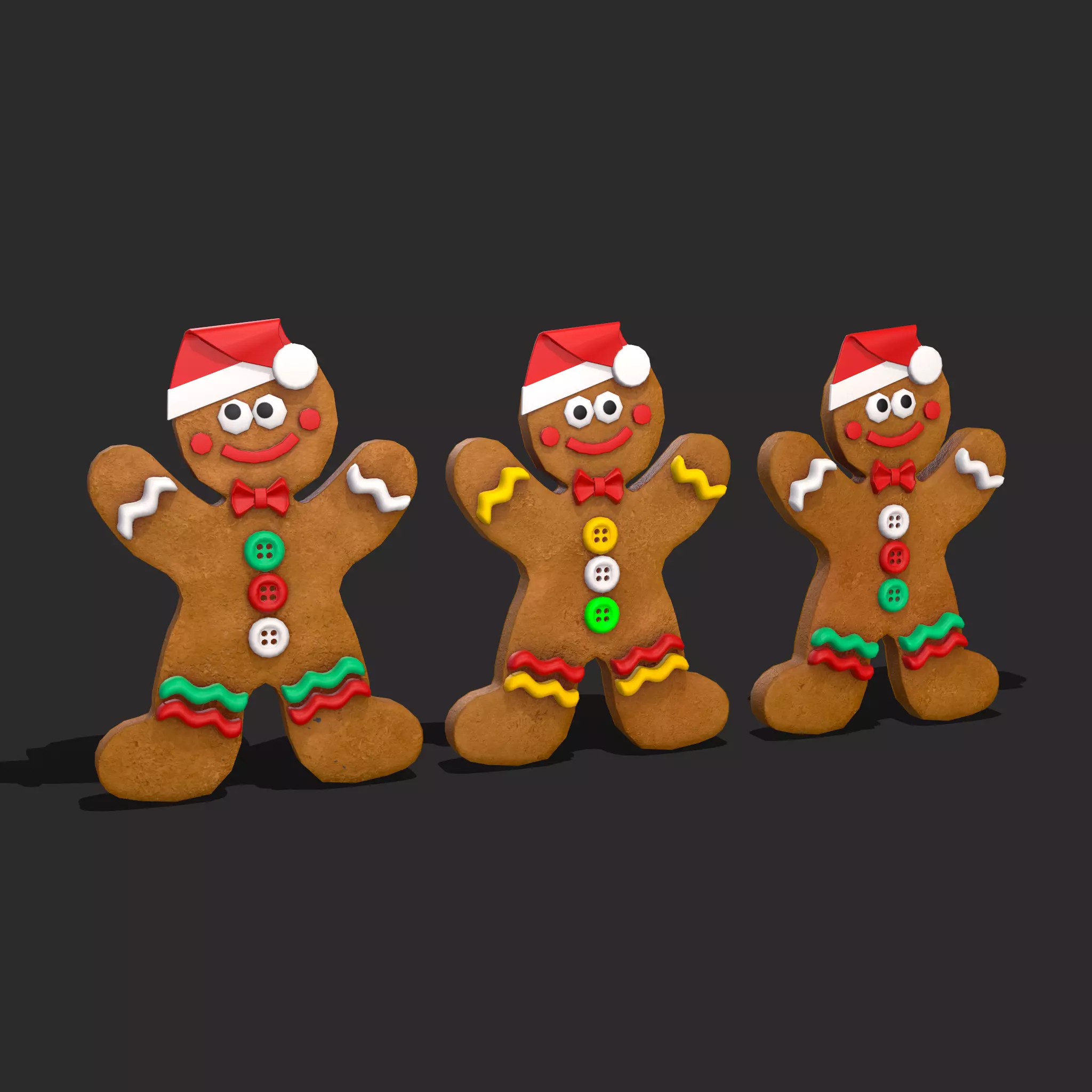 Christmas Gingerbread Man Cookies Free low-poly 3D model