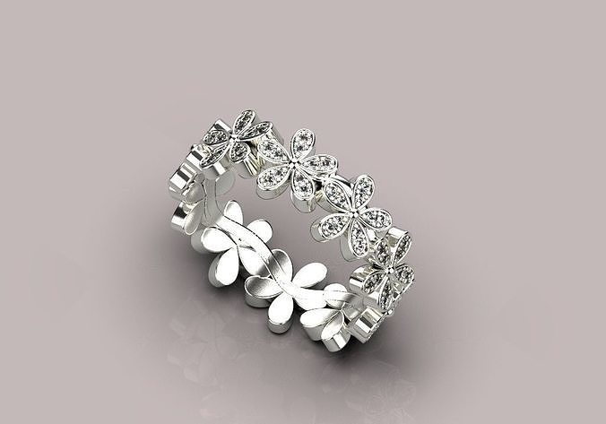 Flowers ring Low-poly 3D model