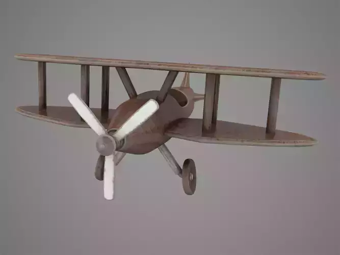 Wood Toy Plane Low-poly 3D model