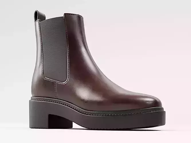 Boot Chelsea Leather Brown PBR 4K Shoes Low-poly 3D model