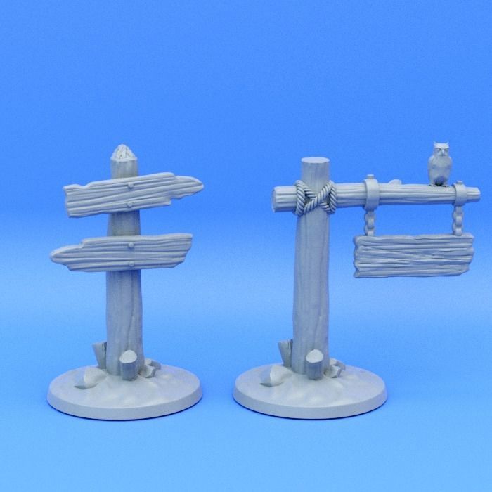 Fantasy - Medieval road signs and lampposts 3D print model_3