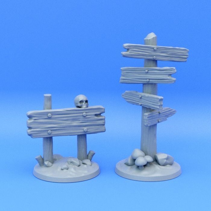 Fantasy - Medieval road signs and lampposts 3D print model_2