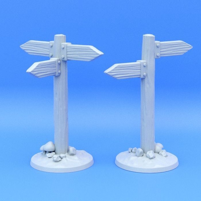 Fantasy - Medieval road signs and lampposts 3D print model_6