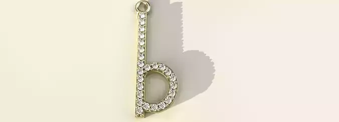 Lower Case B Diamond Pendant Gold Silver Platinum Luxury Jewelry