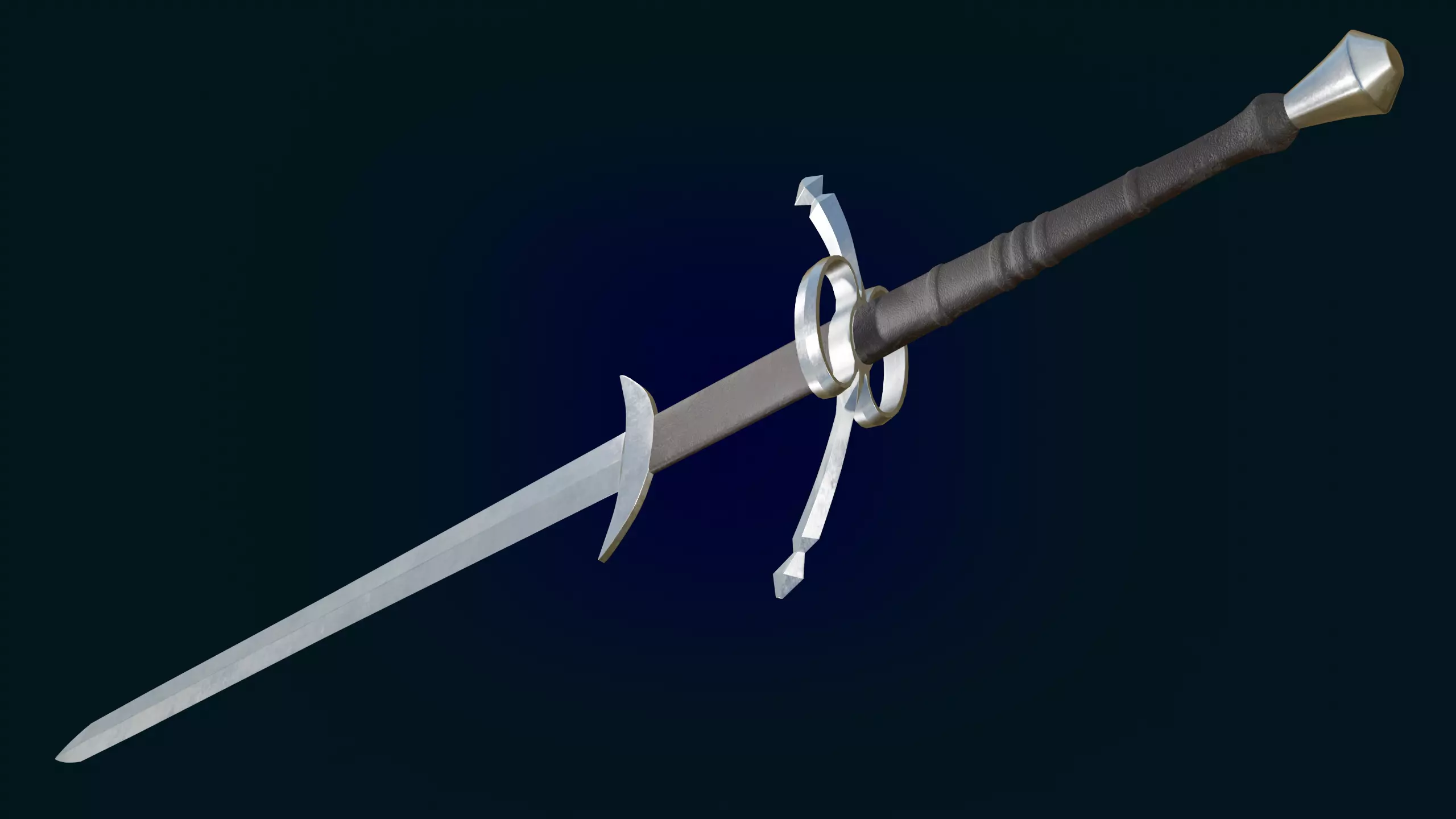Medieval Realictic Two-Handed Great Sword Middle-poly Game ready 3D model_0
