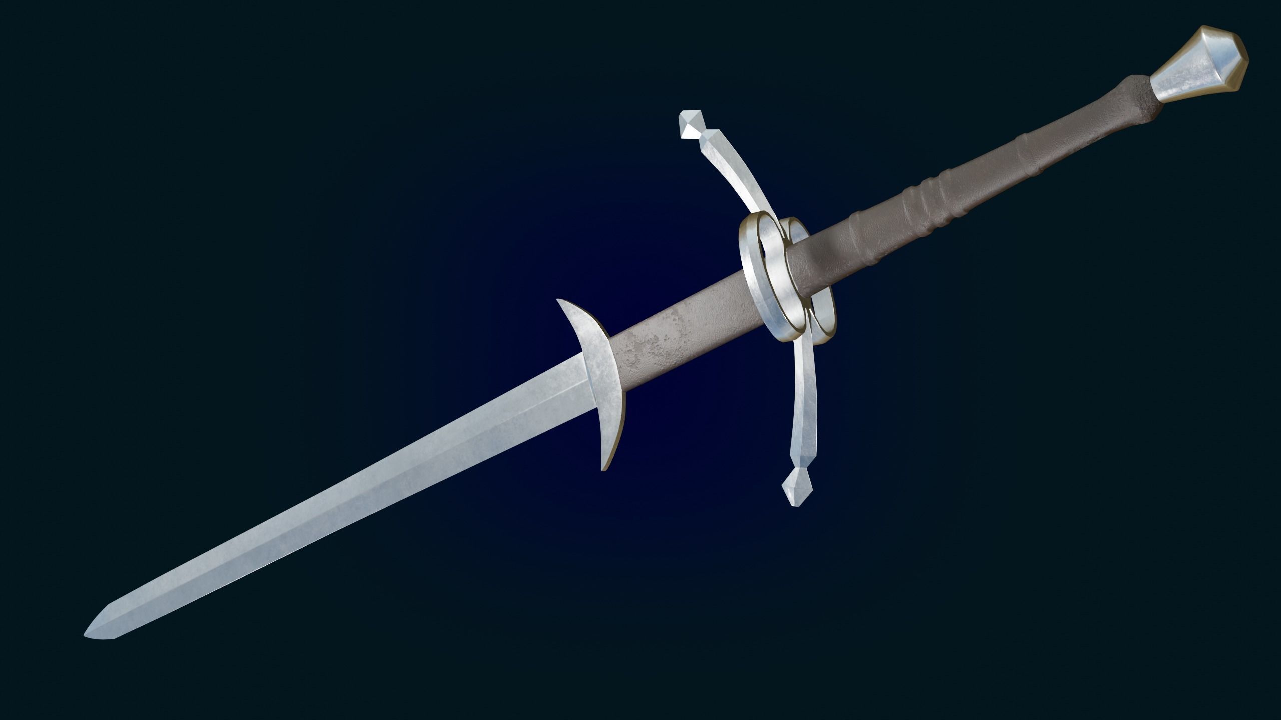 Medieval Realictic Two-Handed Great Sword Middle-poly Game ready 3D model_2