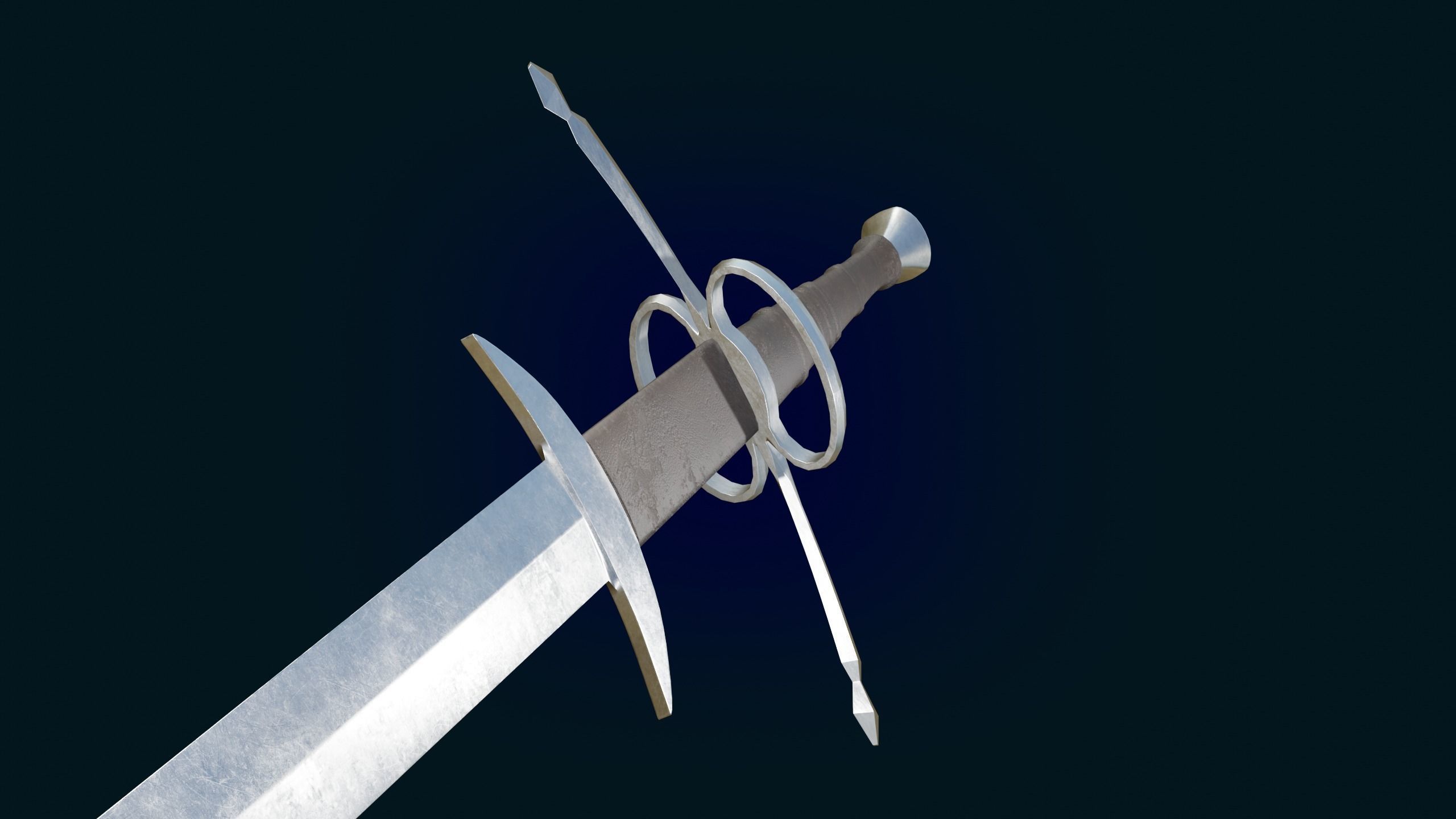 Medieval Realictic Two-Handed Great Sword Middle-poly Game ready 3D model_4