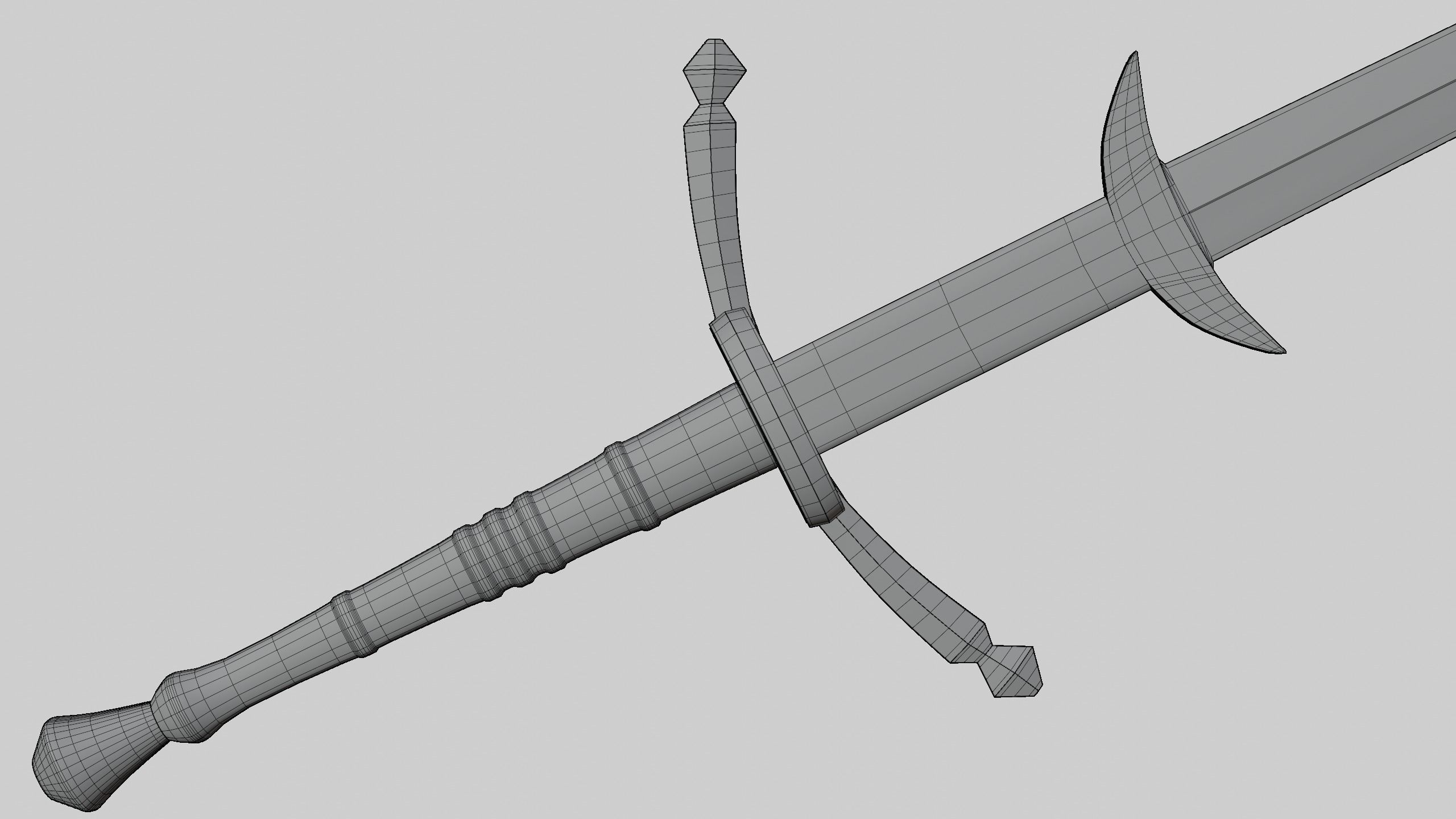 Medieval Realictic Two-Handed Great Sword Middle-poly Game ready 3D model_7