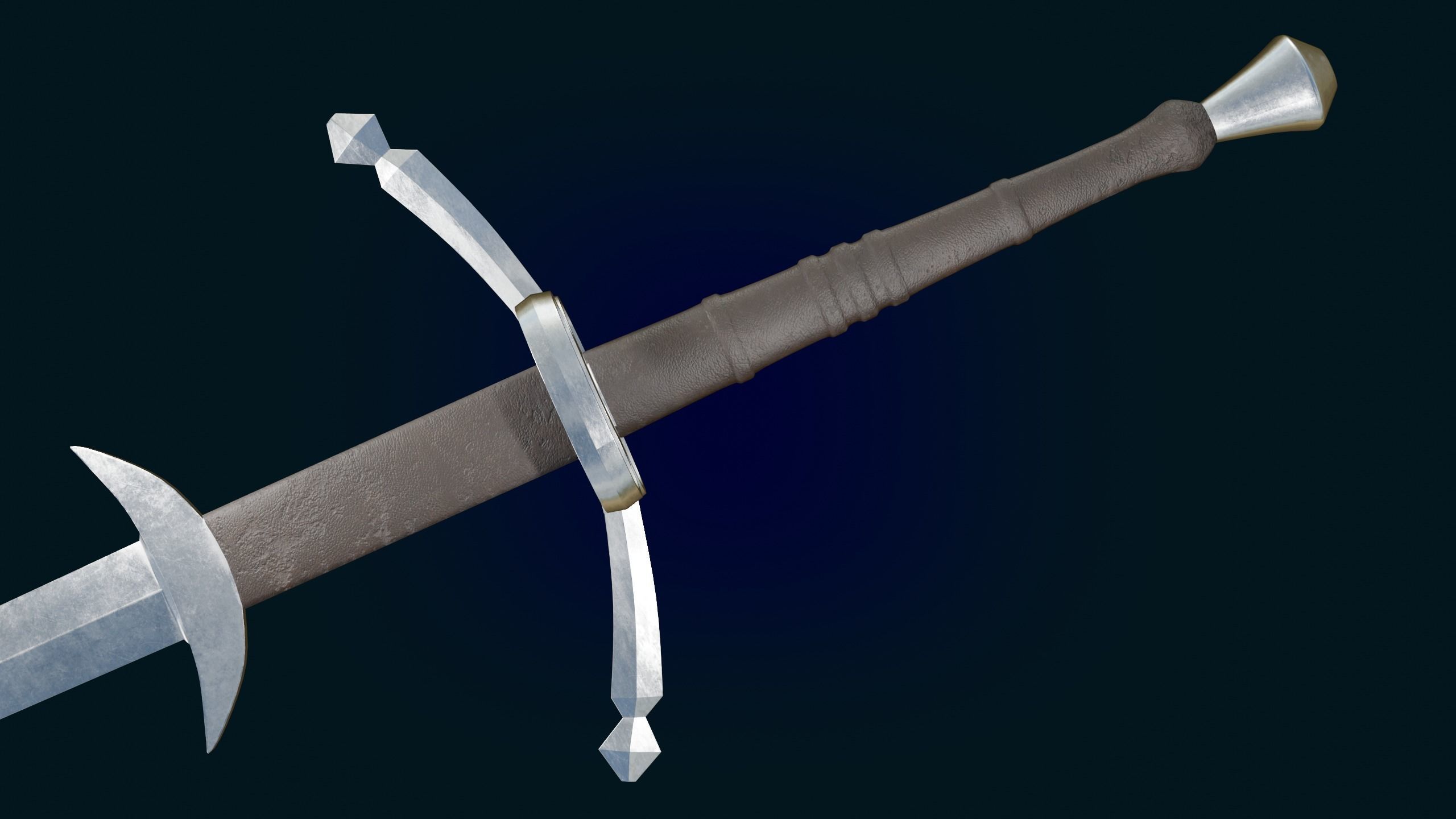Medieval Realictic Two-Handed Great Sword Middle-poly Game ready 3D model_5