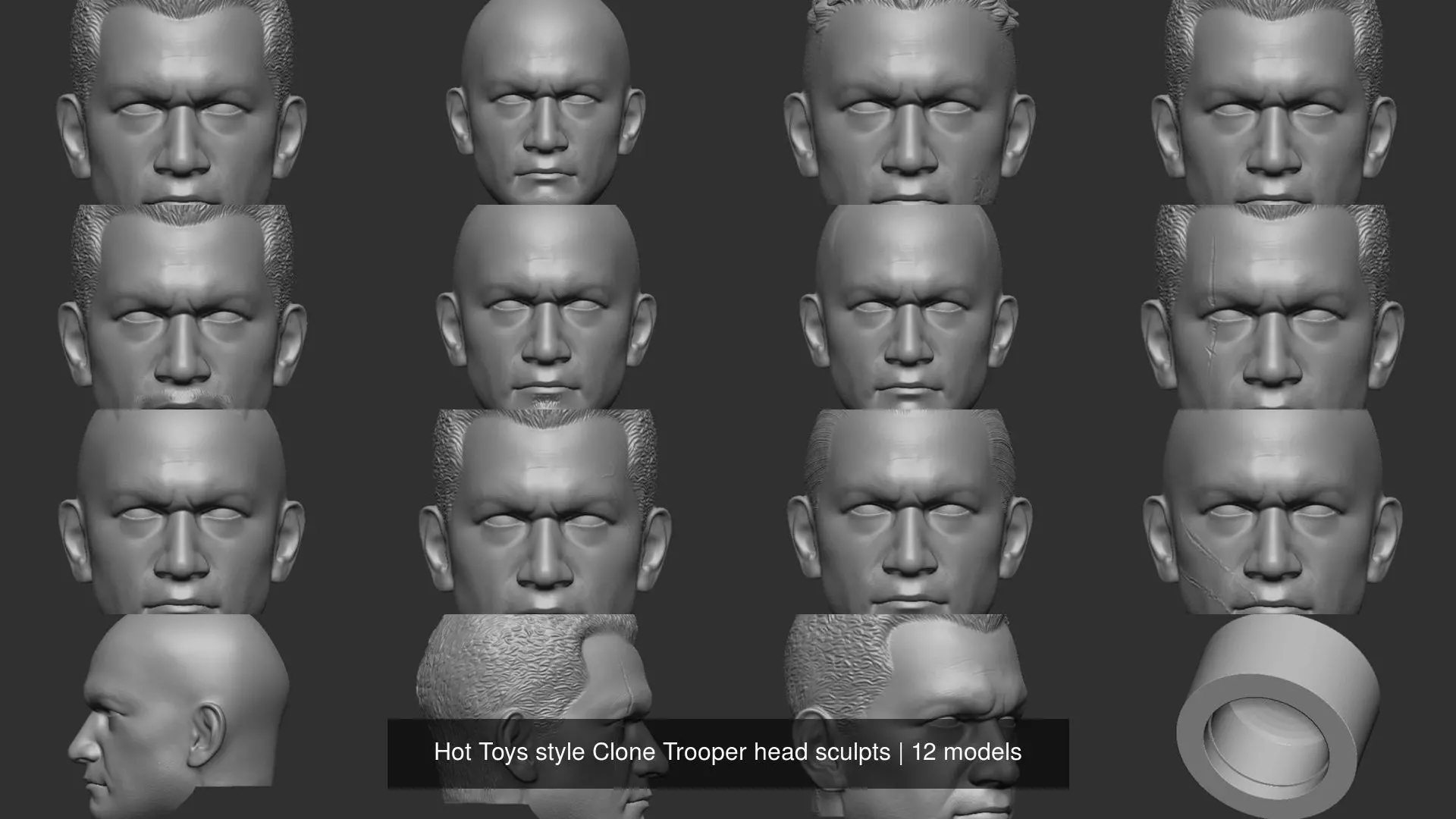 Hot Toys style Clone Trooper head sculpts 3D Model Collection_0