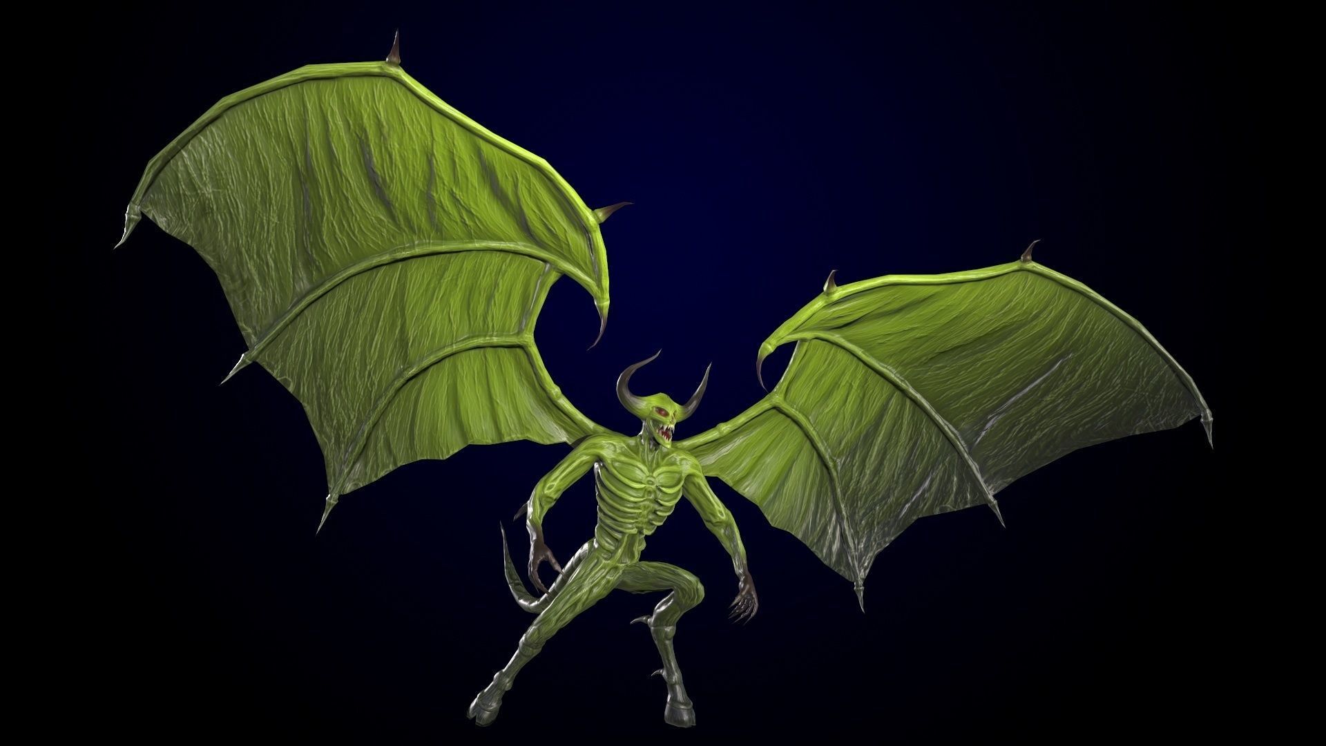 FlyingDemon devil with wings Low-poly 3D model_10