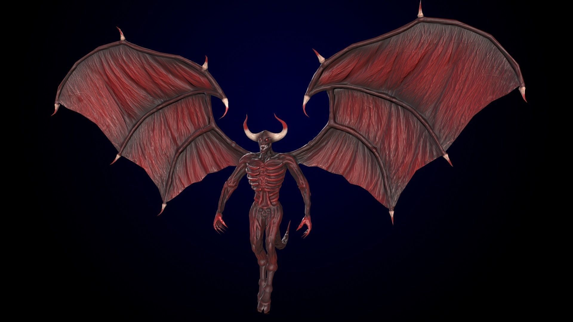 FlyingDemon devil with wings Low-poly 3D model_16