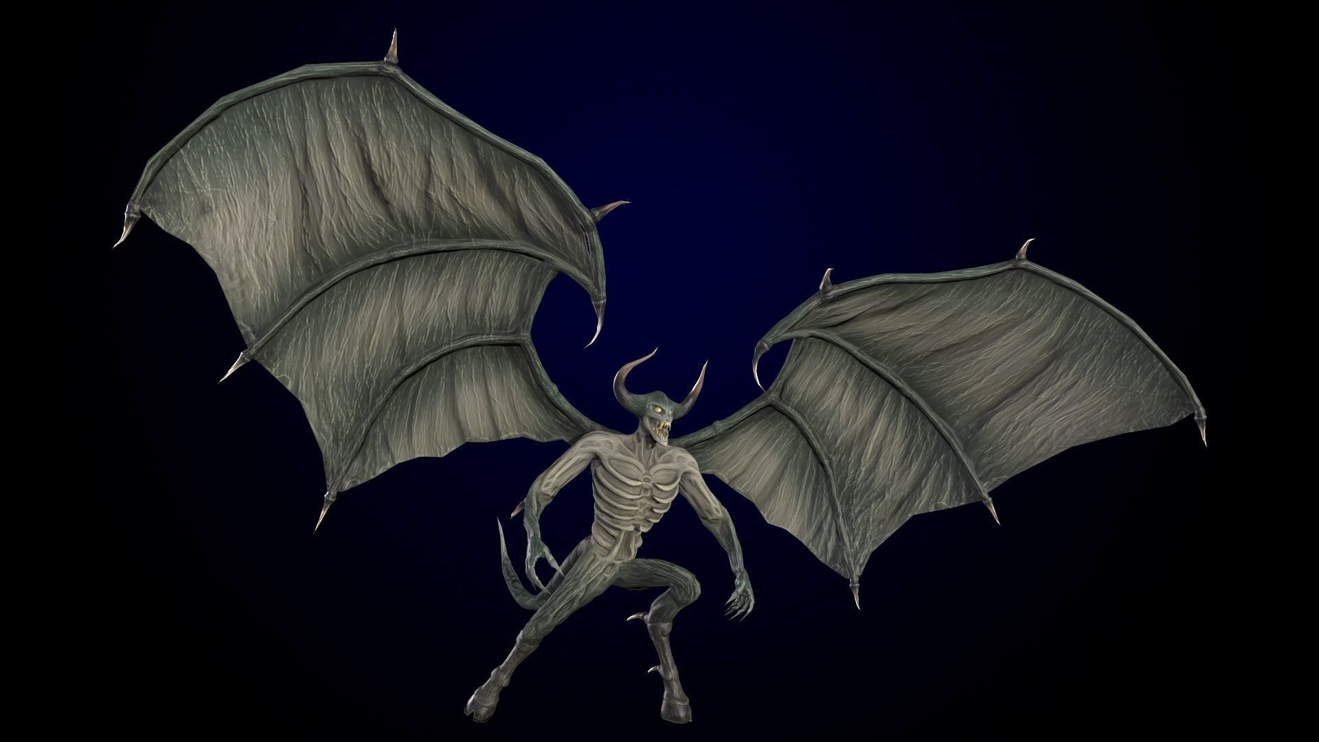 FlyingDemon devil with wings Low-poly 3D model_9