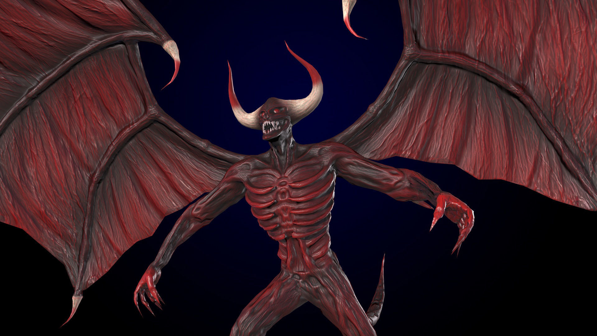 FlyingDemon devil with wings Low-poly 3D model_2