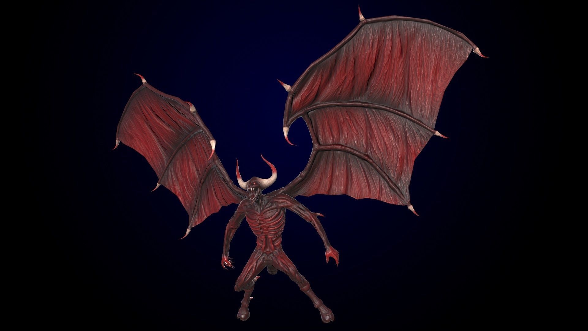 FlyingDemon devil with wings Low-poly 3D model_5