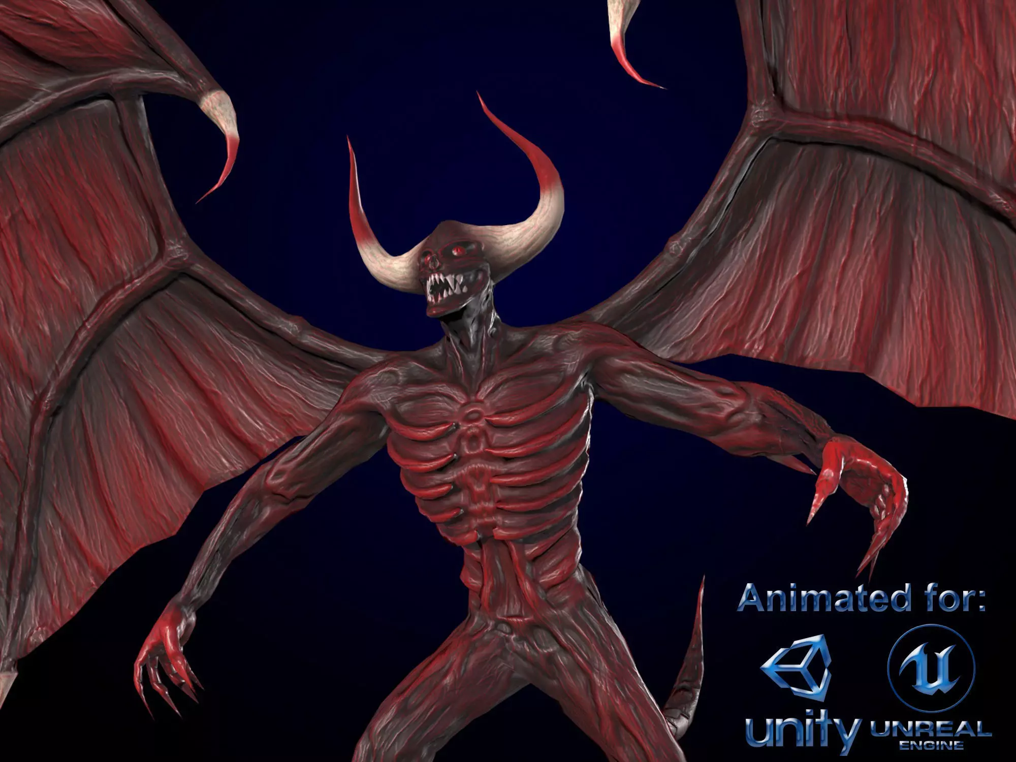FlyingDemon devil with wings Low-poly 3D model_0