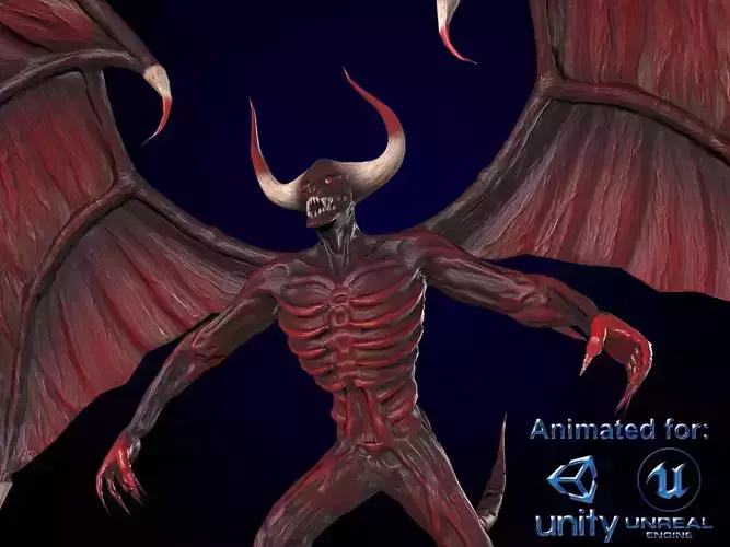 FlyingDemon devil with wings Low-poly 3D model