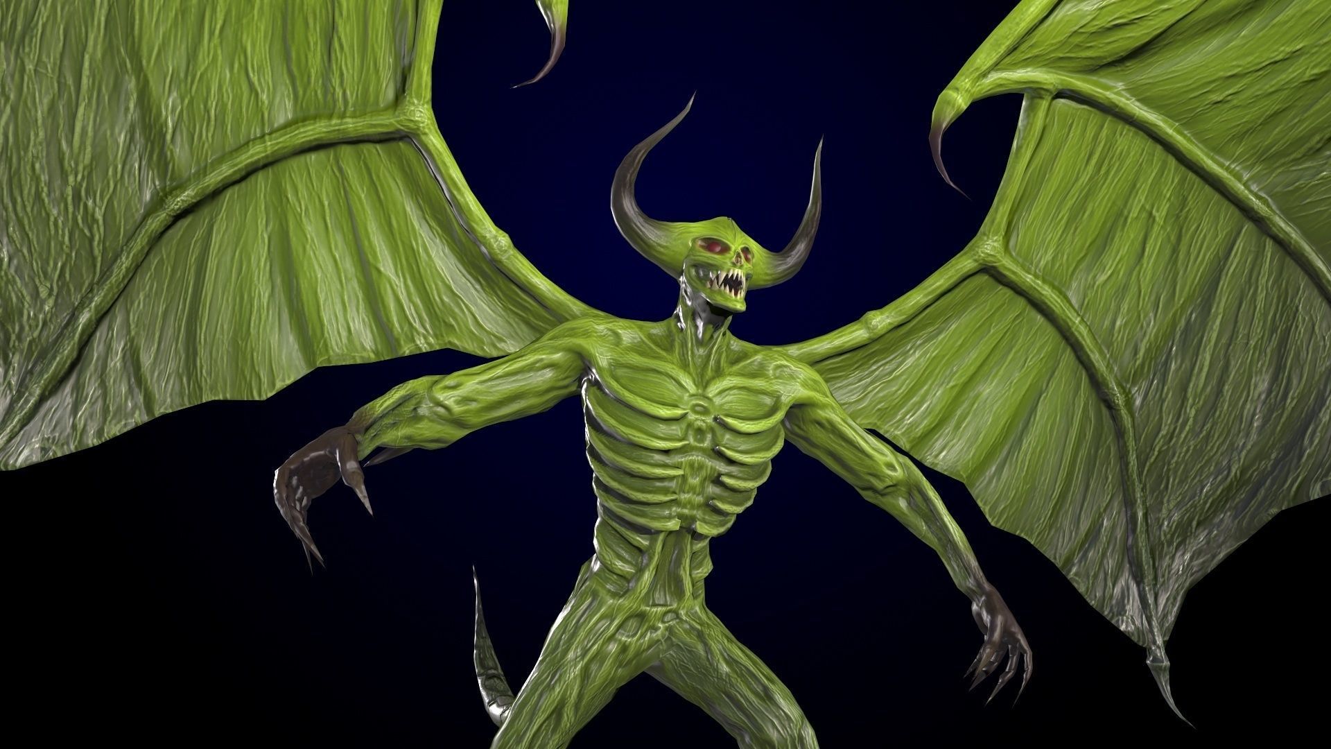 FlyingDemon devil with wings Low-poly 3D model_4