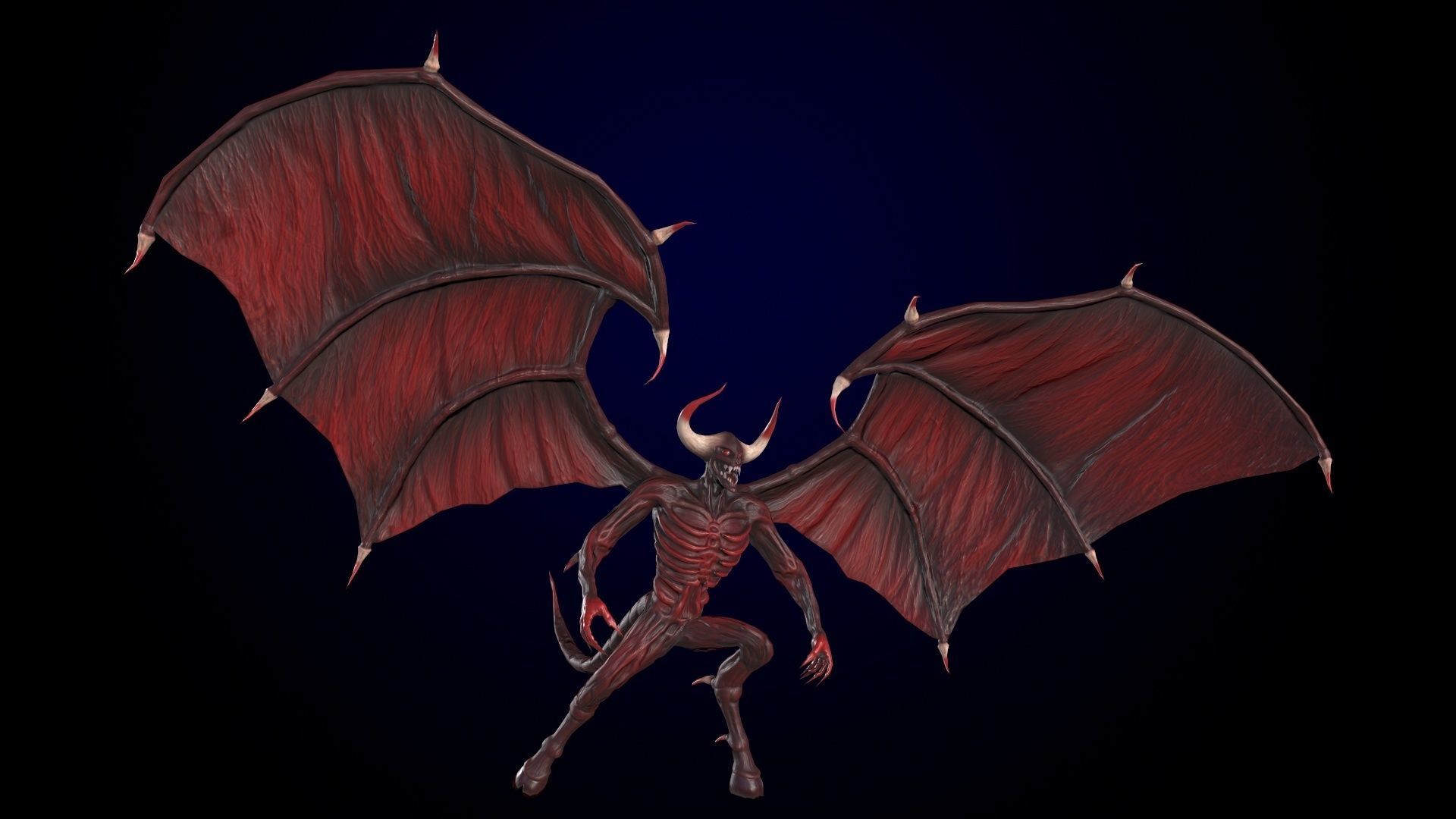 FlyingDemon devil with wings Low-poly 3D model_8