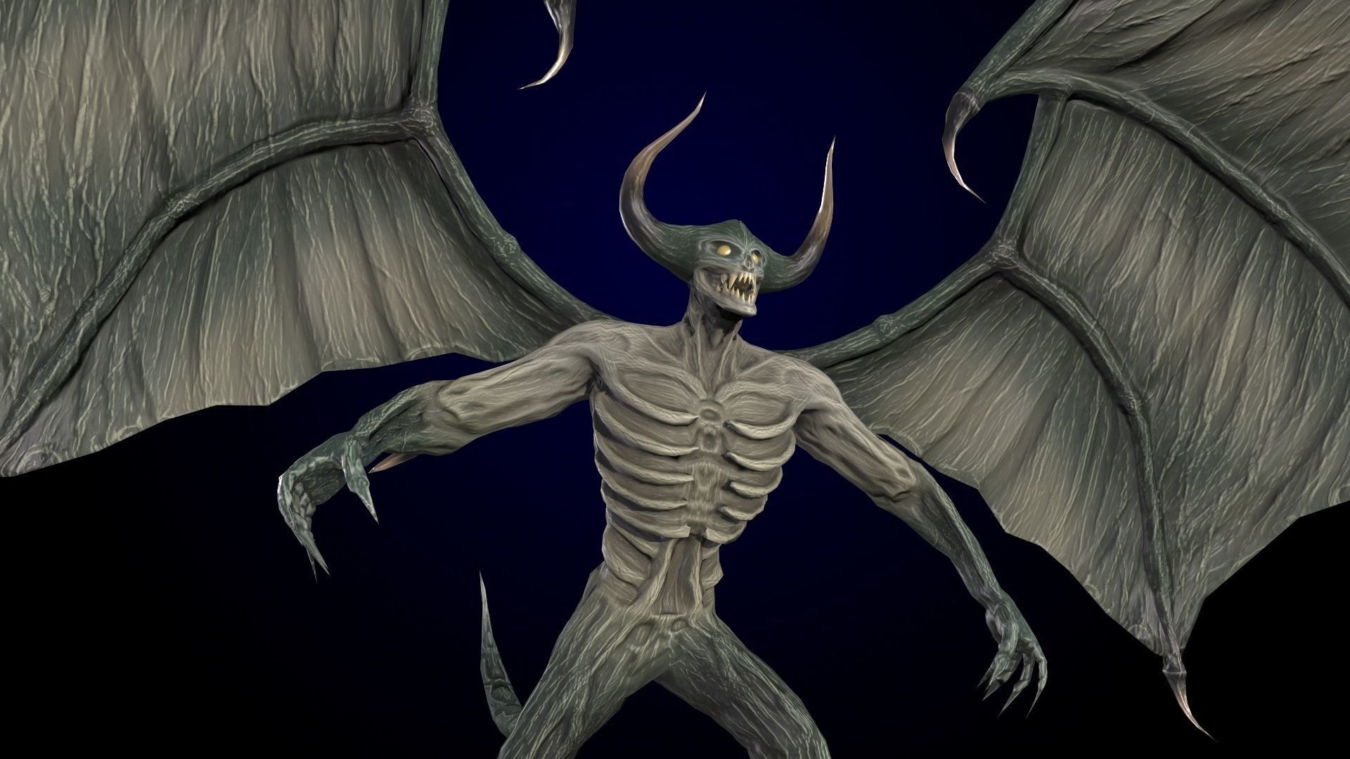 FlyingDemon devil with wings Low-poly 3D model_3