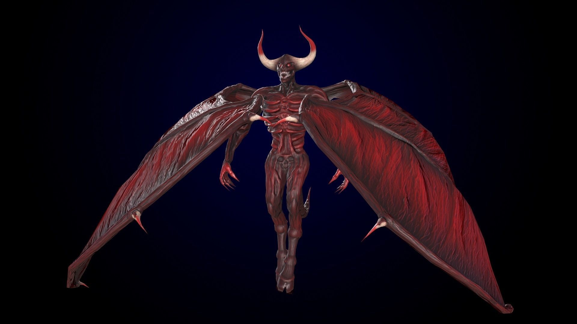 FlyingDemon devil with wings Low-poly 3D model_11