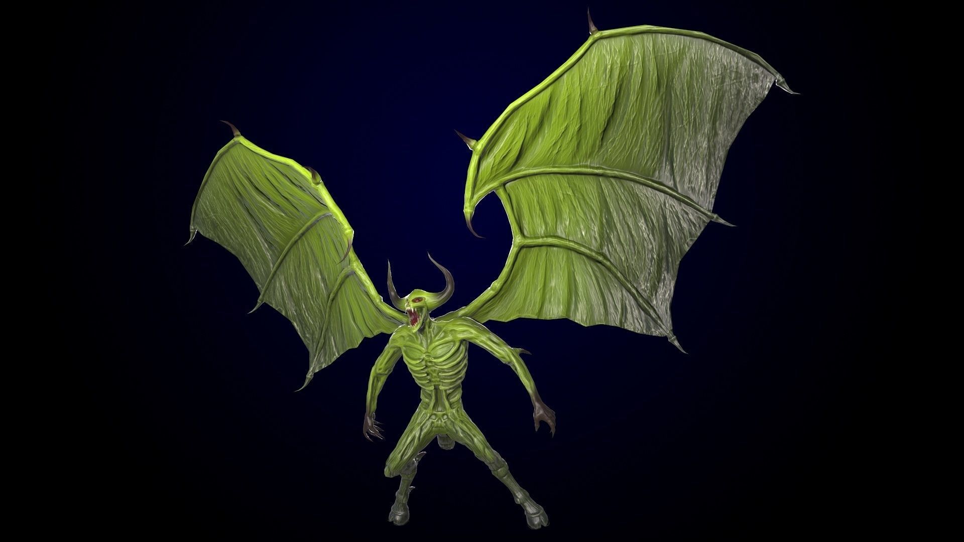 FlyingDemon devil with wings Low-poly 3D model_7