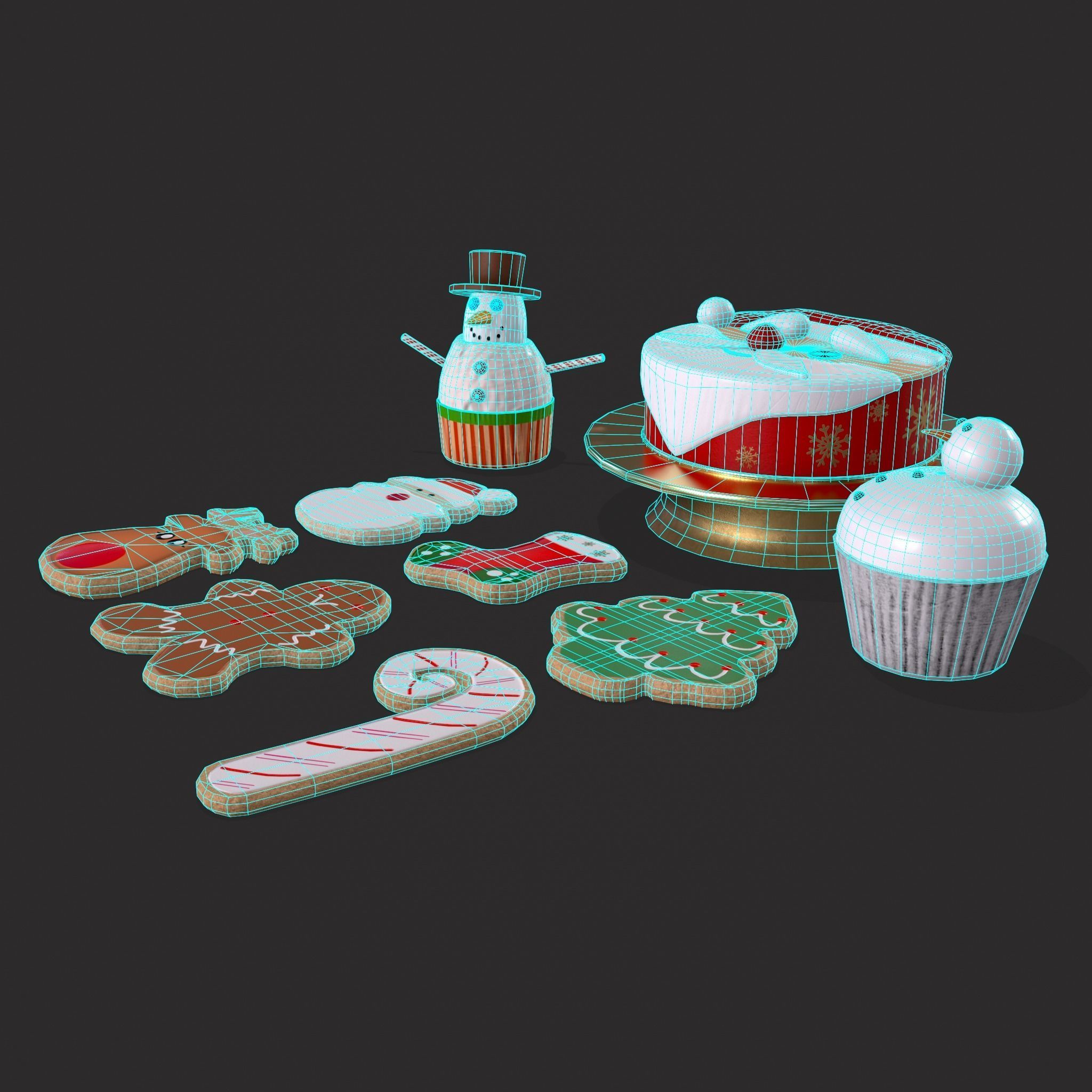 Christmas Cake Cookies and Cupcakes 3D Model Collection_15