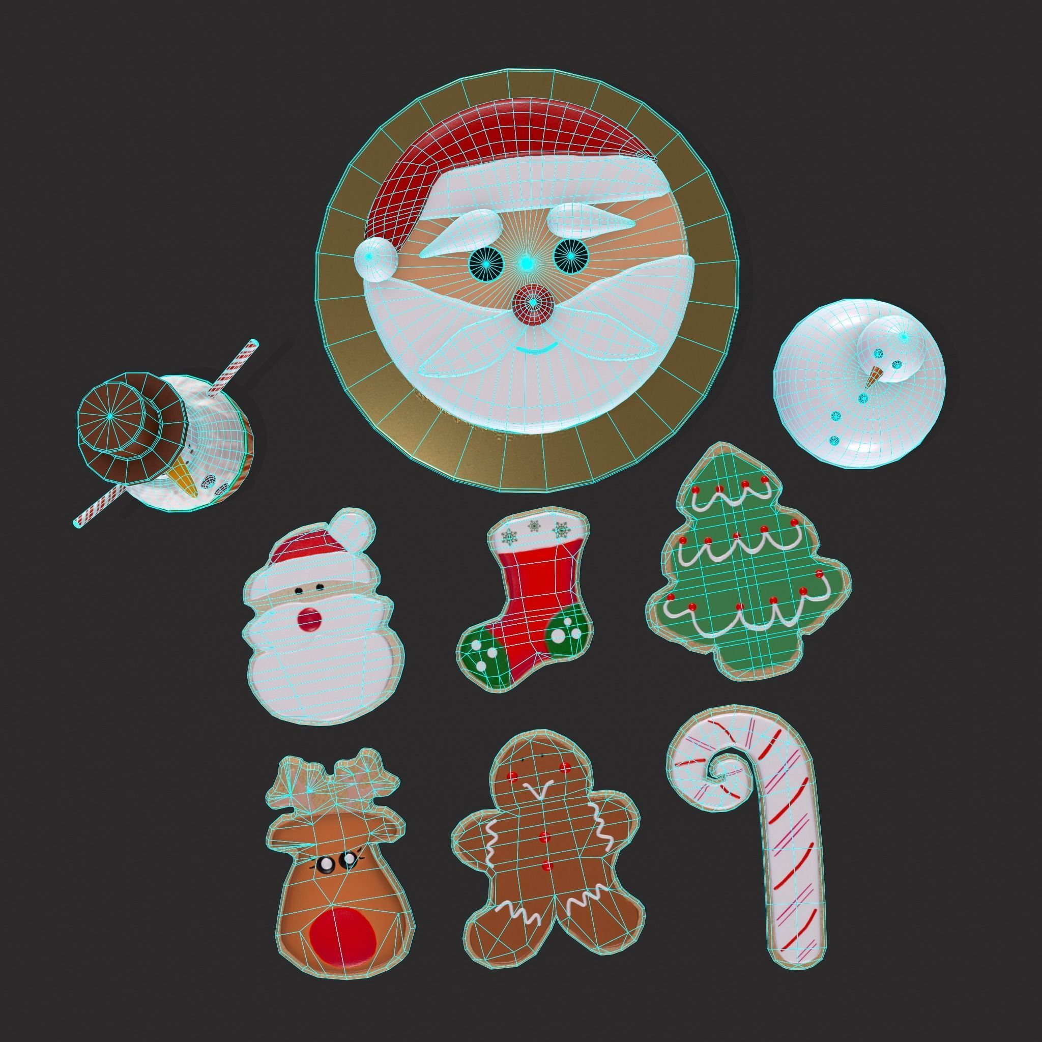 Christmas Cake Cookies and Cupcakes 3D Model Collection_19