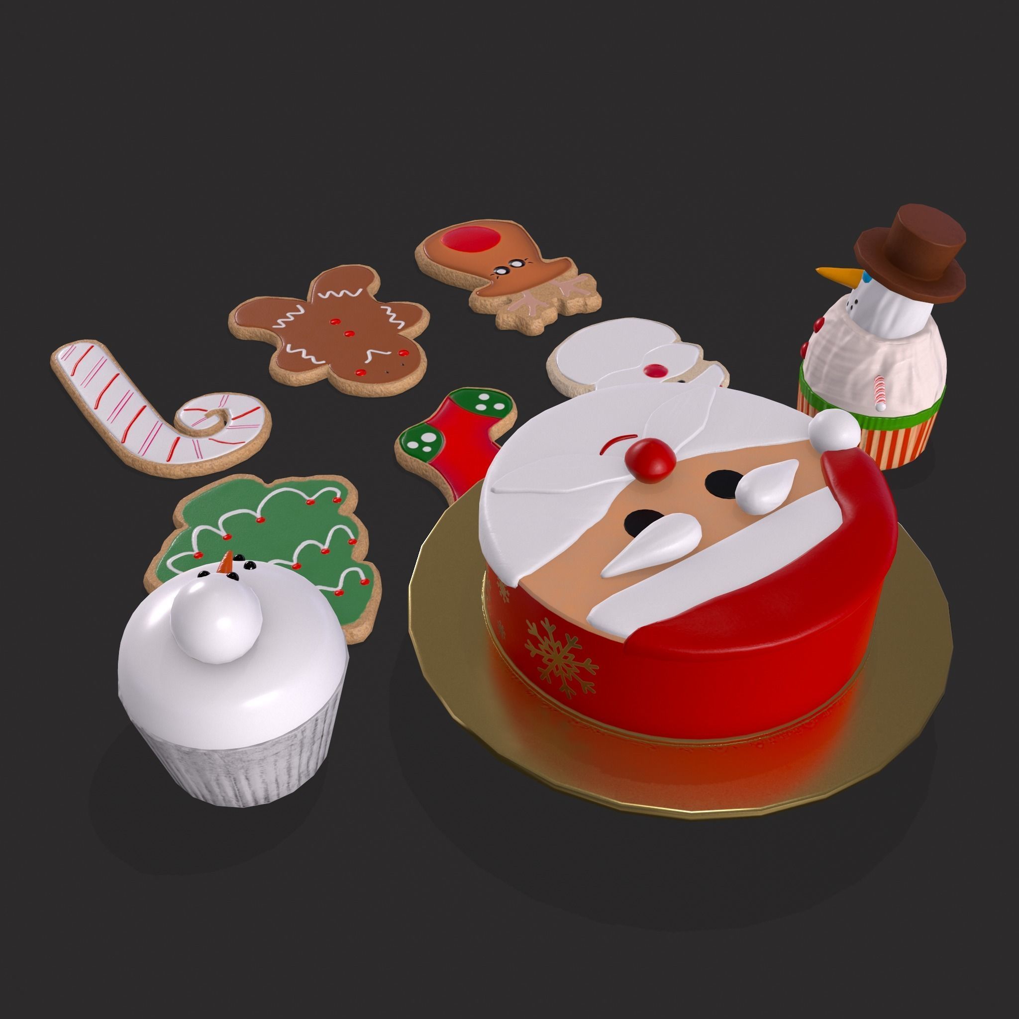 Christmas Cake Cookies and Cupcakes 3D Model Collection_16